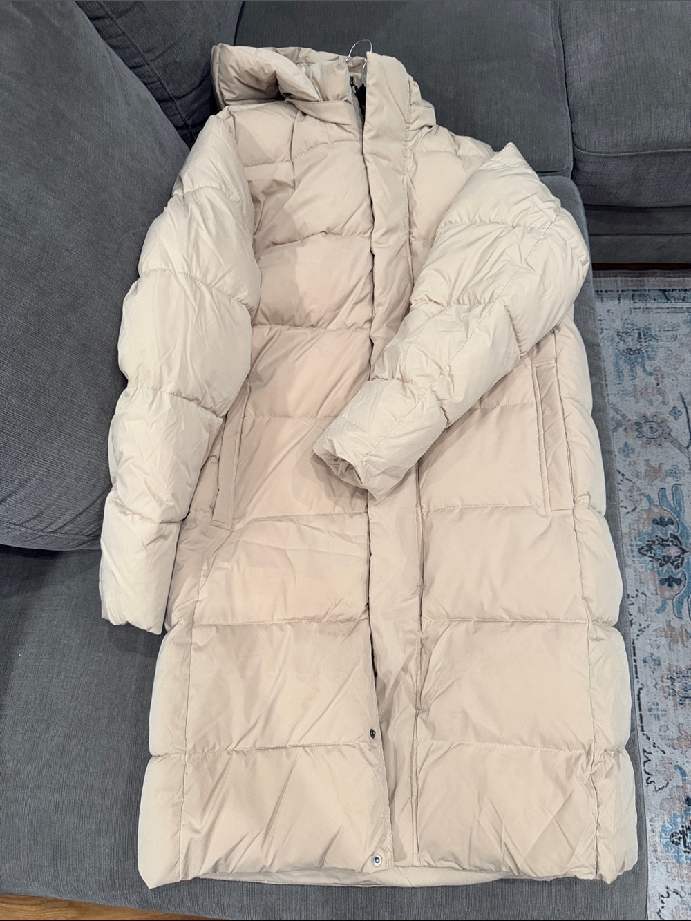 Amazon Essentials Women's Long Puffer Coat in Light Beige